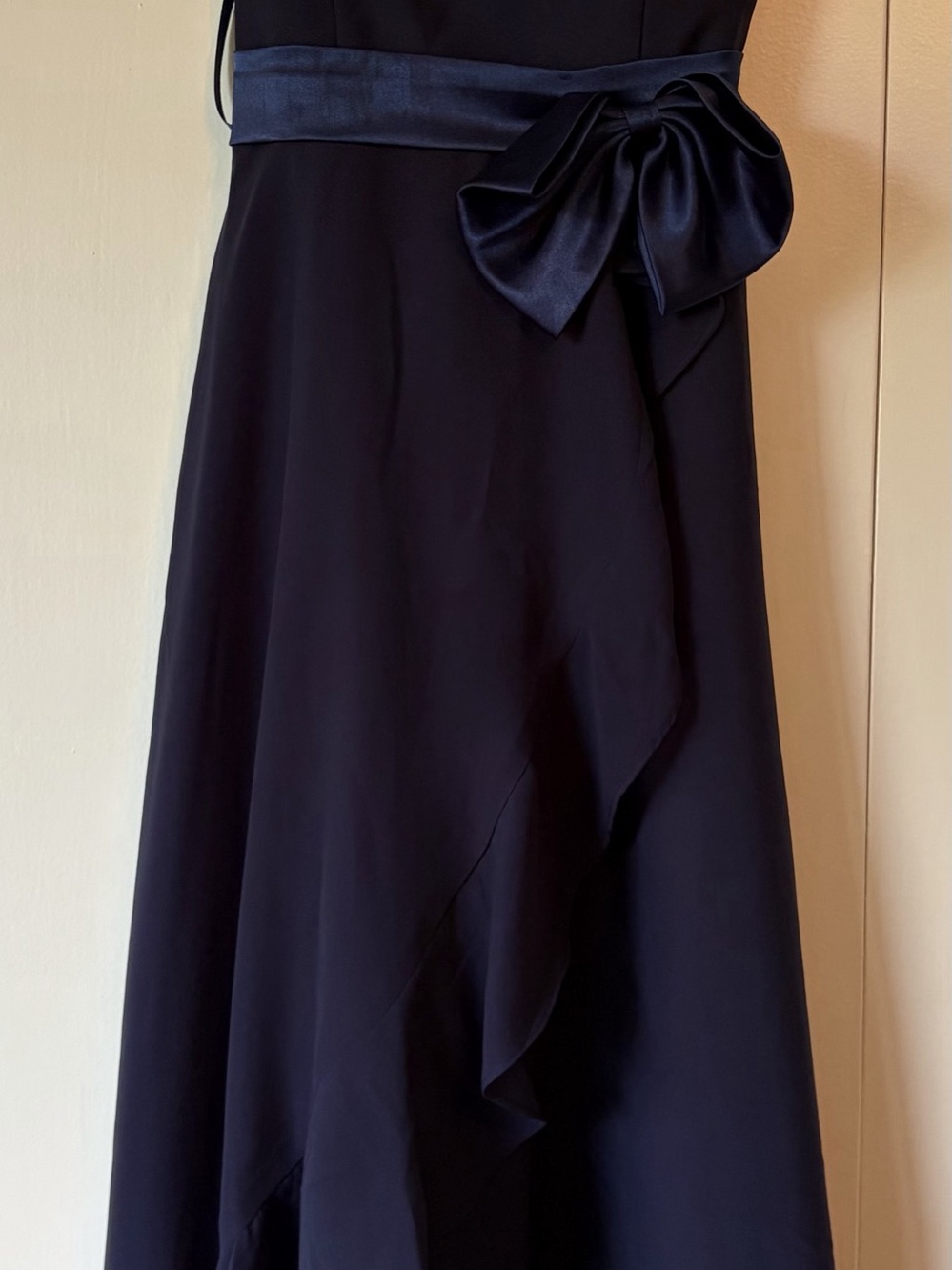 Girl’s Blue Maxi Dress with Waist Bow, size 8 youth